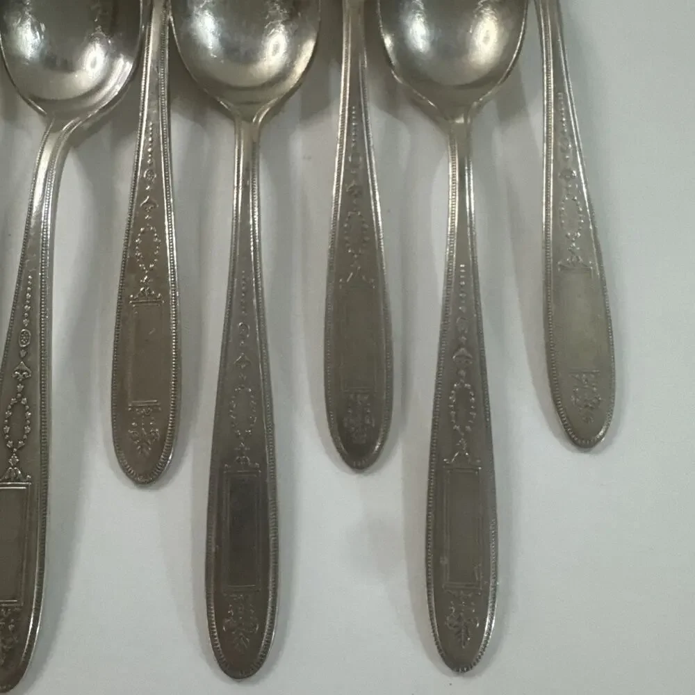 10 Vintage Oneida Community Plate Grosvenor Silverplate Teaspoons Art Deco